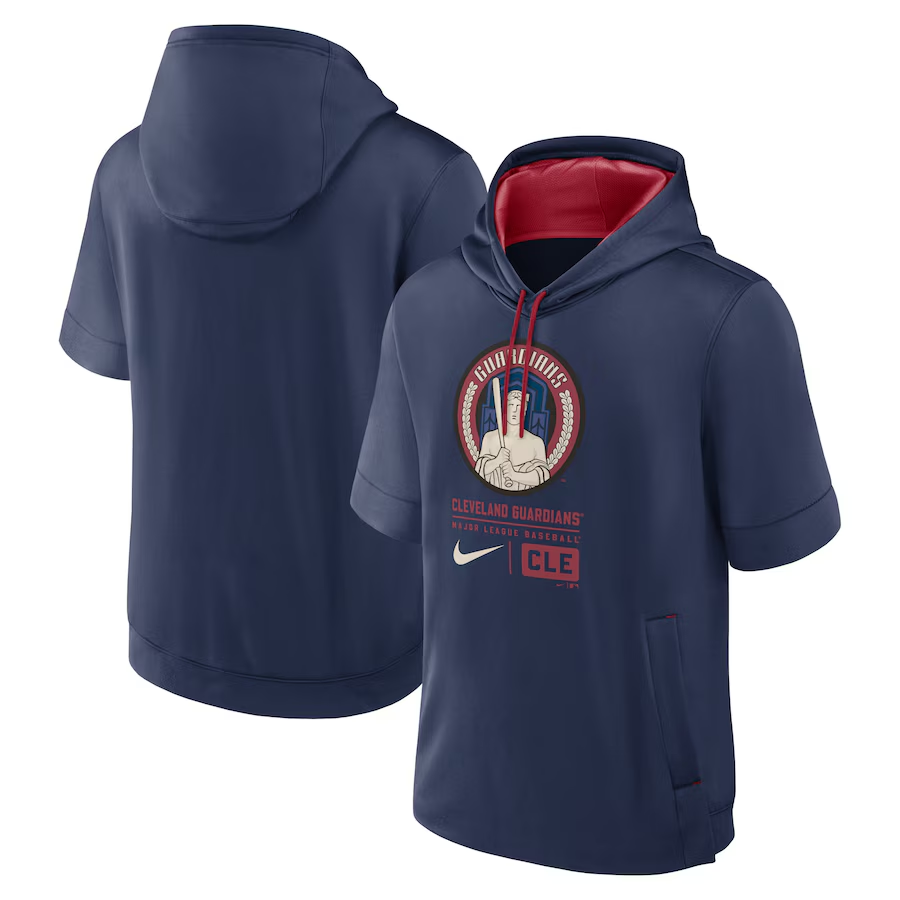 Men MLB Cleveland Indians blue 2024 Nike hoodie->nfl t-shirts->Sports Accessory